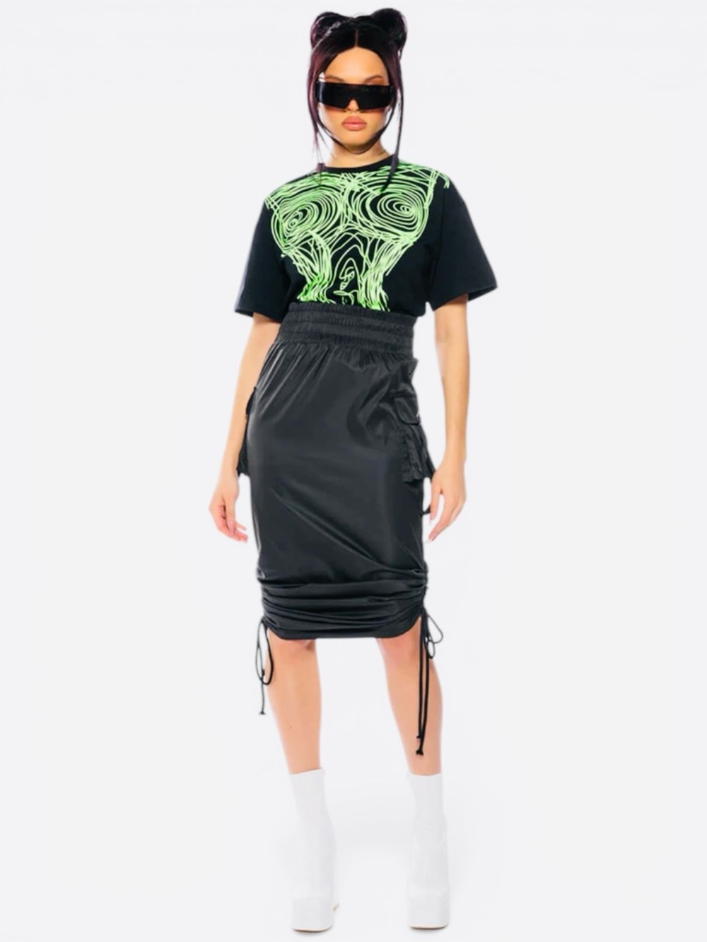 AKIRA- Black & Neon Green Graphic Tee - Picture 5 of 10